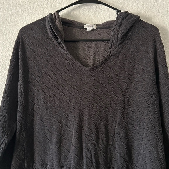 J Jill Pure Jill Cotton Ribbed Dark Gray Hooded Pullover M Cozy Coastal Grandma - Picture 3 of 14